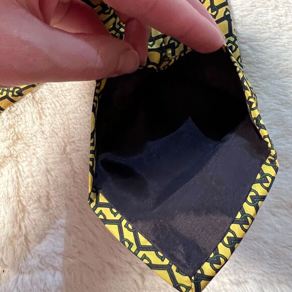 I GUELFI Mens Italian Designer 100% Silk Neck Tie Made in Italy Yellow Green Blu - Picture 3 of 5